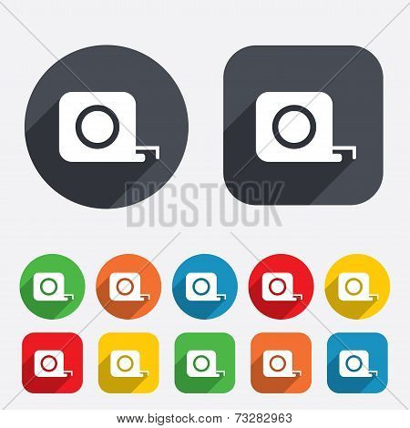 Roulette construction icon. Tape measure symbol.