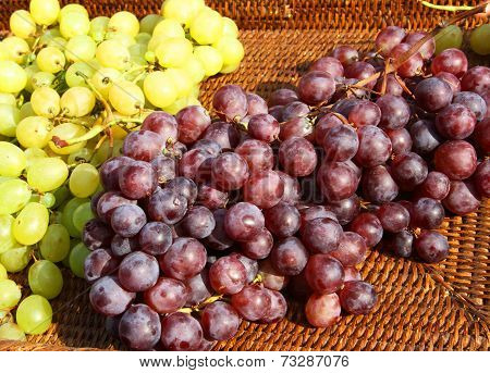 Clusters Of Mature Grapes After The Harvest In The Countryside