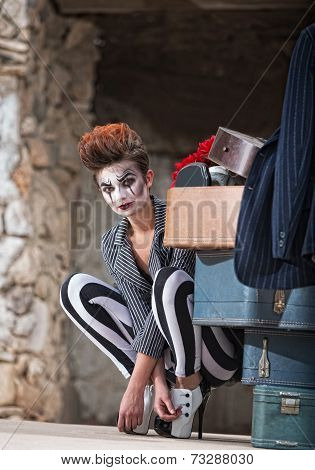 Clown Near Luggage