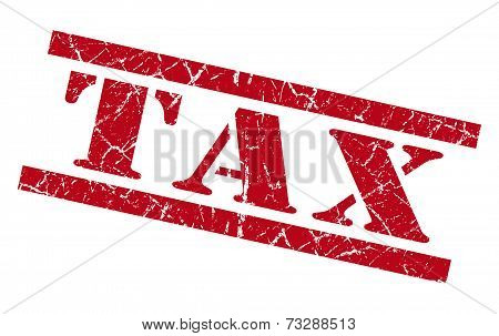 Tax Red Square Grunge Textured Isolated Stamp