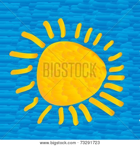 The Sun On Blue Sky In The Style Of Impressionism