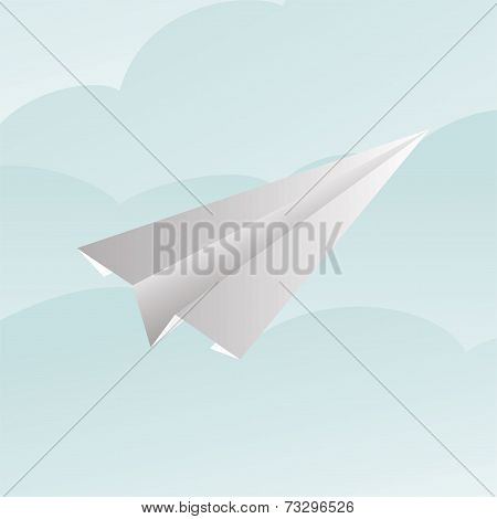 Paper Plane Against Fluffy Clouds AI