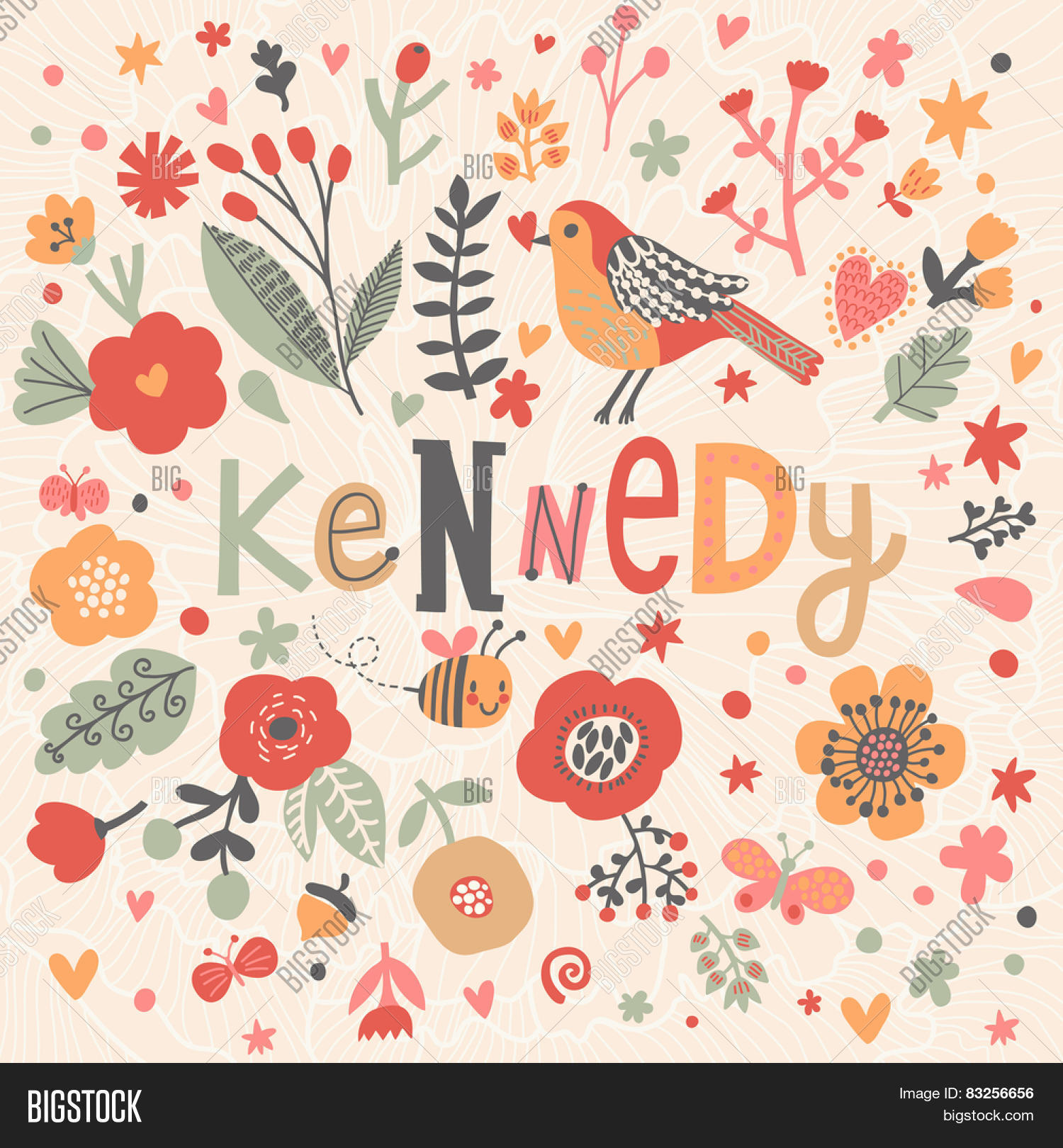 Bright Card Beautiful Name Kennedy Vector & Photo Bigstock