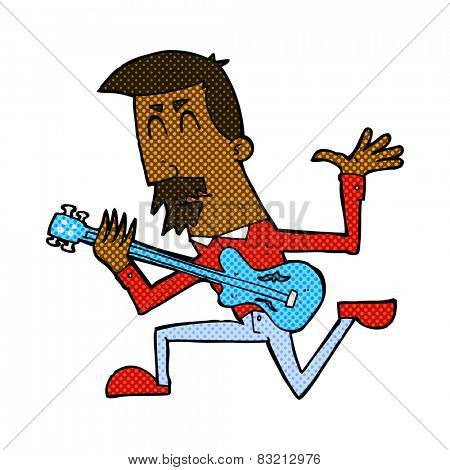 cartooon man playing electric guitar