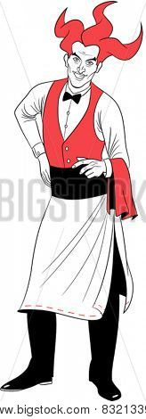 Jolly Maitre standing. Full body