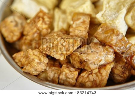 Fried tempeh, special fermented soya beans from Indonesia
