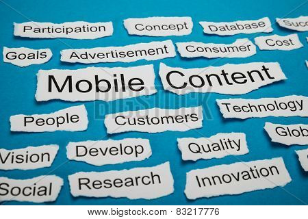 Mobile Content Text On Piece Of Torn Paper