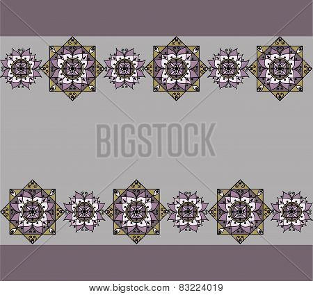 Lilac pattern with mandalas