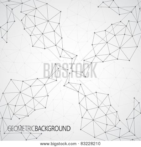 Geometric gray background Molecule and communication for your design and your text