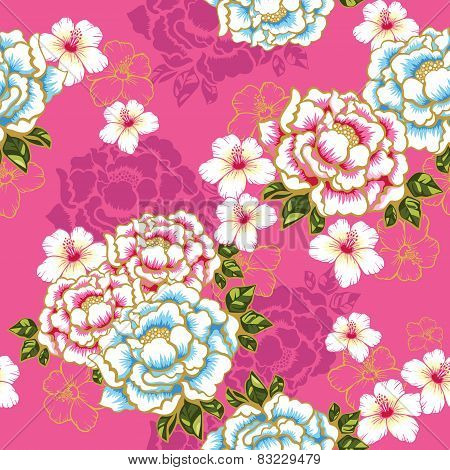Taiwan Hakka Culture Floral Seamless Pattern
