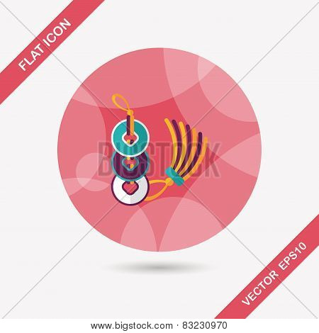 Chinese New Year Flat Icon With Long Shadow,eps10, Ancient Coins Lucky Pendant Means 