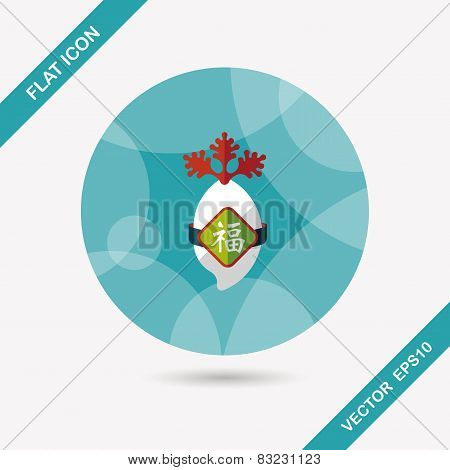 Chinese New Year Flat Icon With Long Shadow,eps10, Lucky White Radish With Chinese Words Means 