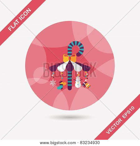 Decorative Candy Cane Flat Icon With Long Shadow Eps10