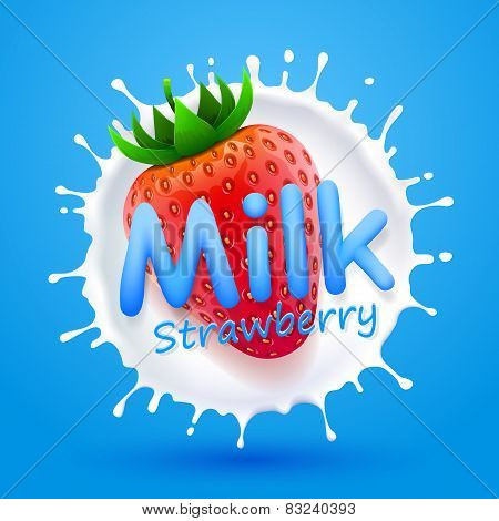 Label milk strawberry