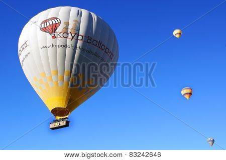 Hot Air Balloon Flying Over Cappadocia.