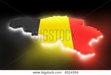 Mappa del Belgio con bandiera