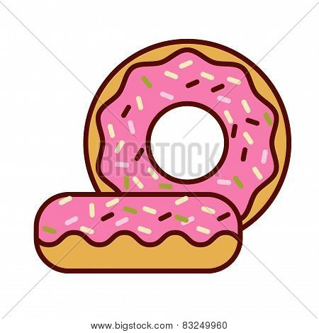 Glazed Ring Doughnut, Detailed Vector