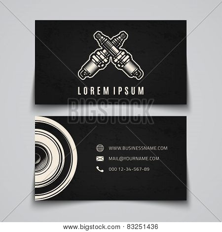 Business card template. Spark plug logo