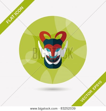 Halloween Devil Falt Icon With Long Shadow,eps10