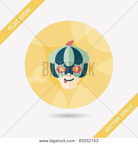 Pumpkin Monster Flat Icon With Long Shadow,eps10