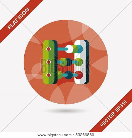 Abacus Calculation Flat Icon With Long Shadow