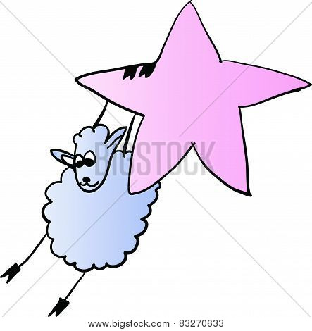 sheep on a star vector illustration