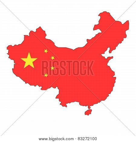 China, flag-map