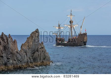 Tourists Making A Cruise With A Replica Of Vessel 