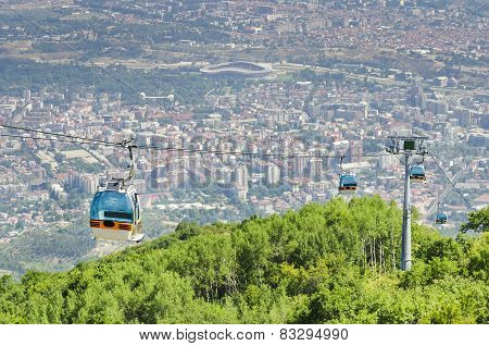 Cable car on a high mountain