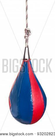 Boxing Punch Bag With Dint Of Blow Isolated