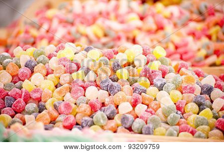 Assortment Colourful Gummy Candies At Market
