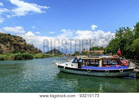 Boat On Dalyan Coastline