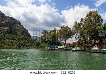 Boat On Dalyan Coastline
