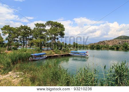 Boat On Dalyan Coastline
