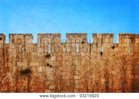 Defensive Wall Of The Ancient Holy Jerusalem