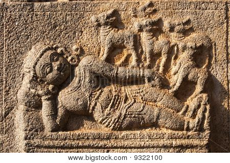 Relevación de la piedra talla, Hampi