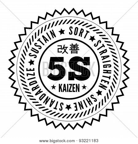 Vector illustration on the theme of time management in the Japanese style kaizen. The circular text label in the form of awards