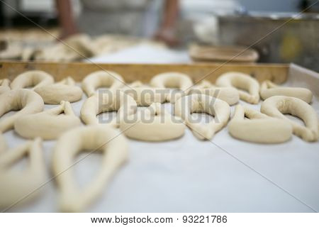Fresh Pretzel Or Brezel Dough With Baker