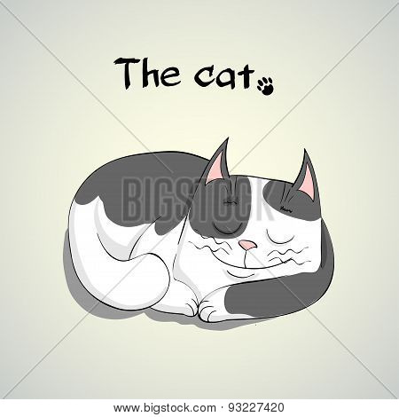 Vector Illustration of Cute sleeping smiling cat