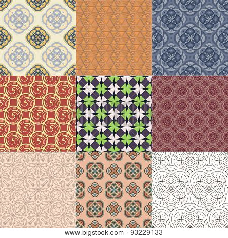 Set Or Nine Seamless Patterns