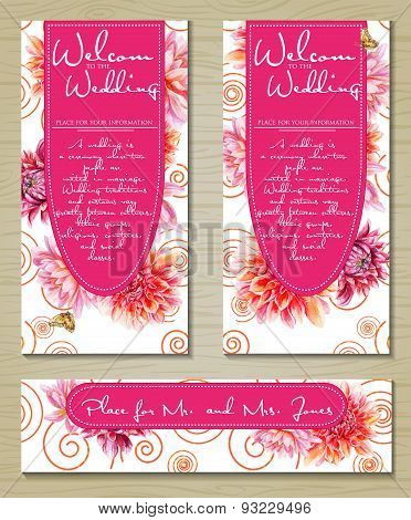 Vector Poster Templates With Red Dahlia.