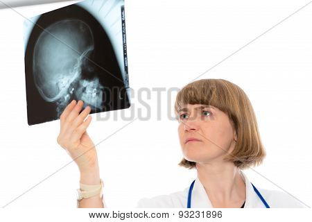Young Female Doctor With X-ray Photograph