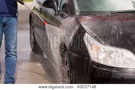 Washing the car at the carwash