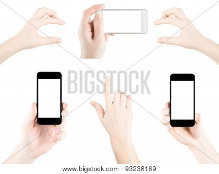 Set of isolated gadgets and hands