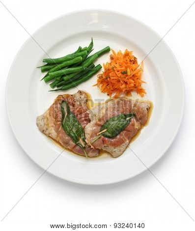 saltimbocca alla romana , sauteed veal prosciutto and sage, italian cuisine