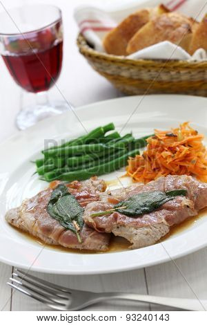 saltimbocca alla romana , sauteed veal prosciutto and sage, italian cuisine