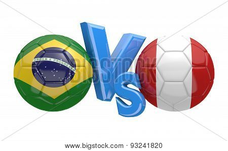 Football competition, national teams Brazil vs Peru