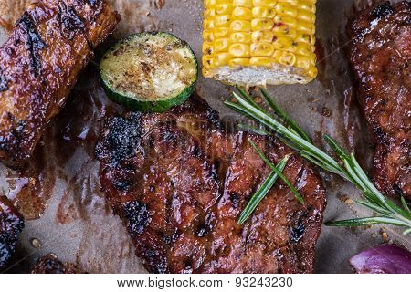 Grilled Pork In Sticky Chinese Glaze With Maple Sirup