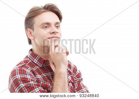 Reflective guy involved in thinking