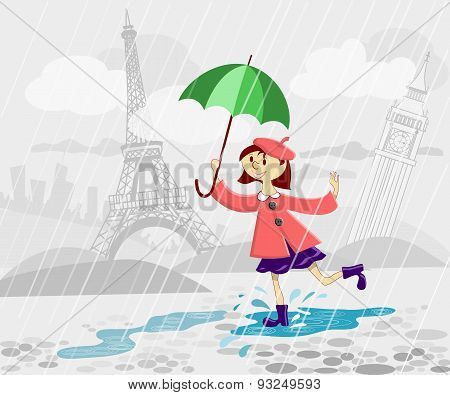 French girl with umbrella